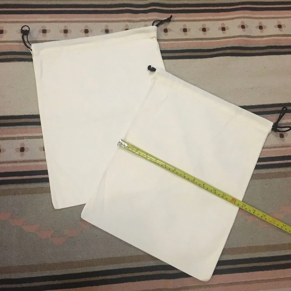 Two (2) Lemaire white drawstring dustbag garment bag shoes new
